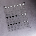 Silberne 3D-Herz-Nagelaufkleber Modell M-069 mit Tropfeffekt und metallischer Textur-Optik - M069 Silber / Silber