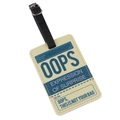Cream PU leather luggage tag with blue text print OOPS THIS IS NOT YOUR BAG - Oops Not Your Bag/Expression of Surprise