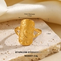 Gold stainless steel star and moon ring with rectangular face and engraved celestial design - Rectangular Astrology Engraved Style (1033)