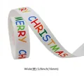 16mm white Christmas ribbon with colorful Merry Christmas text for gift wrapping - White with Colorful Merry Christmas (Style 5) / 1.6cm Wide x 5 Yards