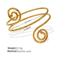 Minimalist golden spiral stainless steel open bangle bracelet for women in high polish - SZ149 Spiral Bracelet / Inner Diameter 61mm / Gold