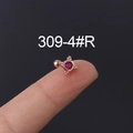 Rose gold geometric helix piercing stud featuring a round red zircon and tiny bead details - Red Zirconia Bead Style (309-4#R) / Rose Gold