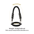 Black and grey paracord water bottle handle with silicone ring and dimension markings - K68893 Black Paracord