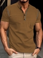 Herren Vintage Poloshirt in Braun mit feiner Textur, Knopfleiste und kurzen Ärmeln im Retro-Stil - S / Dunkelbraun