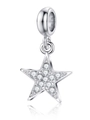 Silver star pendant charm with sparkling cubic zirconia stones for DIY jewelry making - Silver Star Rhinestone