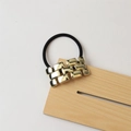 Minimalist elastic hair tie with polished gold geometric metal alloy link decoration - 27# Watch Chain Gold