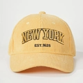 Gorra de béisbol vintage de pana amarilla con bordado de New York y diseño de 6 paneles - Talla única / Amarillo