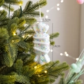 Roze glitter kerstboomversiering in snoepvorm met kleurrijke hagelslag decoratie 14cm - Macaron Snoep [Stijl A]