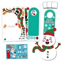 DIY Christmas Snowman Door Hanger Craft Kit with paper pieces and instructions - Christmas Snowman Door Hanger (HR035-036) / 1 Set (With Accessories) / Colorful