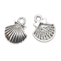 Colgantes de aleación plateada con forma de concha para joyería DIY con textura detallada - Concha Larga (A4-036) / Plata Antigua