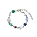 Hip hop beaded bracelet for men with Ace of Spades and dice charms on silver metal chain - Bracelet 17CM+4CM (H3013)