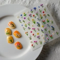 Detailed 5D embossed floral nail art stickers TS-070 with orange gradient manicure - Pastoral Floral (TS-070)