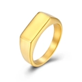 Anello a sigillo rettangolare minimalista in acciaio al titanio dorato lucido per uomo e donna - Taglia 7 / Oro