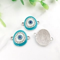 Teal and white evil eye heart charms for jewelry making with silver alloy finish - Bright Silver Turquoise Evil Eye-14586
