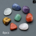 Lot de 8 pierres de chakra polies avec améthyste et oeil de tigre sur fond gris foncé - Lot de 8 pièces Style 2