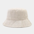 Textura detallada del sombrero de pescador de pana beige con rayas anchas y costuras - M (56-58cm) / Beige