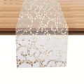 Sheer mesh table runner with gold star patterns for festive wedding and home table decor - 28*300cm/40g / Rose Gold