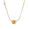Collier minimaliste en acier inoxydable plaqué or 18K avec pendentif cercle et zircon - Or-Lettre O