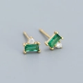 925 Silber Stecker mit smaragdgrünem Zirkon und eleganter Goldbeschichtung - Gold (Grüner Zirkonia)