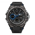 SAMDA tactical sports watch featuring black matte finish and blue accents with dual display - 6008 Black Blue Men's