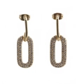 Vintage geometric gold plated earrings with sparkling zircon triangle drops for women - Gold Multi-color Zirconia Oval