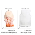 Detail view of bear holding flowers silicone mold with candle dimensions and weight info - Rose Bear
