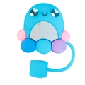 Detailed view of blue silicone cartoon straw topper for 10mm Stanley cups - Blue Octopus Style (1)