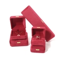 Dark red velvet jewelry box set with gold clasps for necklaces, rings, and watches - Ring Box / Rouge Red