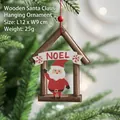 Addobbo natalizio casetta in legno con Babbo Natale e testo Noel 12cm x 9cm - Babbo Natale
