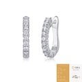 Silver 925 moissanite hoop earrings with GRA certificate shown on white background - Style E13191 2.0mm 20 Moissanite Stones With GRA Certificate