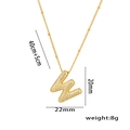 18K gold plated letter W pendant necklace with pavé zircon stones and size measurements - Gold Color Letter W with Zirconia