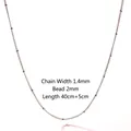 18K gold plated stainless steel beaded twist chain necklace, 1.4mm width with 40+5cm length - 1.4 Twisted Chain with Beads