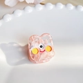 Pink marble acetate mini hair claw clip with cute cartoon face and yellow blush - 2.5cm / Marble Peach Pink