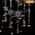 Set di 18 decorazioni natalizie trasparenti con fiocchi di neve e ghiaccioli - Trasparente