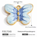 Light blue butterfly pendant in 18K gold plated stainless steel for DIY jewelry - Blue Butterfly (PJ91704B)
