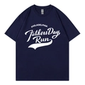 T-shirt oversize bleu foncé avec impression graphique blanche Fathers Day Run sur fond blanc - XS / Bleu Marine 317