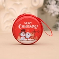 Portamonete tondo rosso di Natale con motivi Babbo Natale, pupazzo di neve e renna - Babbo Natale Pupazzo di neve e Renna