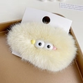 Cute yellow plush hair clip with big eyes on a decorative white display card - Milky Yellow Eyes 10.5CM