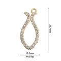 Detail shot of ocean series gold pendant with dimensions 22.7mm by 10.2mm and white zircons - DZY-2931