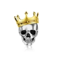 Silver skull bead with golden crown pendant for DIY jewelry making accessories - Crown Skull