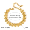 Gold plated stainless steel double row bamboo link bracelet with adjustable chain - Bamboo Tube Double Chain Style (NB-B1246)