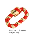 Oval red and gold striped screw buckle clasp for jewelry and bags size 20x12.5mm - Style 83 (Red & Gold Stripes Clasp 20x12.5mm)