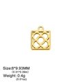 Golden square cutout stainless steel charm for jewelry making with size and weight info - Gold Color Barcelona Flower