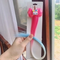 Kids sequin bow unicorn hair clip with pink white blue gradient hair extension - Korean Pink