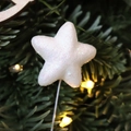 Sparkly white star tree topper with glitter finish on a stick for Christmas bouquets - 12Pcs (2.5CM) / Glitter White Star Stick