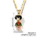 Gold pendant necklace featuring a colorful cartoon bear with red and green accents - Colorful