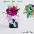 Purple artificial orchid boutonniere with magnetic attachment and purple silk bow - Gradient Purple Orchid Lavender Ribbon (Style 7) - Magnetic Fixation