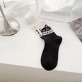 Cute black and white cotton socks featuring a cartoon cat pattern and CUTE CAT lettering - Mid-calf Socks-Black