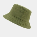 Classic olive green cotton bucket hat with metal eyelets and reinforced stitched brim - M (56-58cm) / Army Green