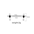 Detailed size specifications for silver cross nipple piercing with 1.6mm bar and 16mm length - Silver Cross Black Rhinestone (24020501-7)
